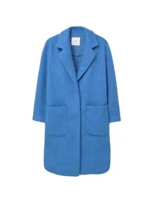 Palton Mango S | Bleu, Fără glugă, Poliester