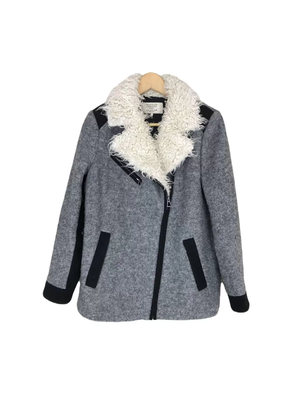 Palton din lână Zara S | Gri, Fără glugă, Lână