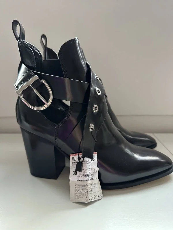 Ghete Zara EU 39 | Negru, Poliuretan - Image 5