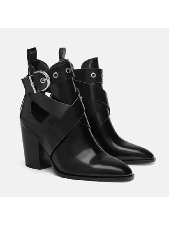 Ghete Zara EU 39 | Negru, Poliuretan - Image 2