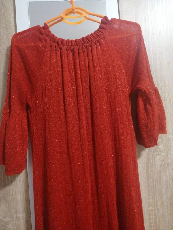 Rochie de seară Zara M | Roșu, Maxi, Vâscoză - Image 2
