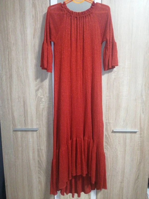 Rochie de seară Zara M | Roșu, Maxi, Vâscoză - Image 6