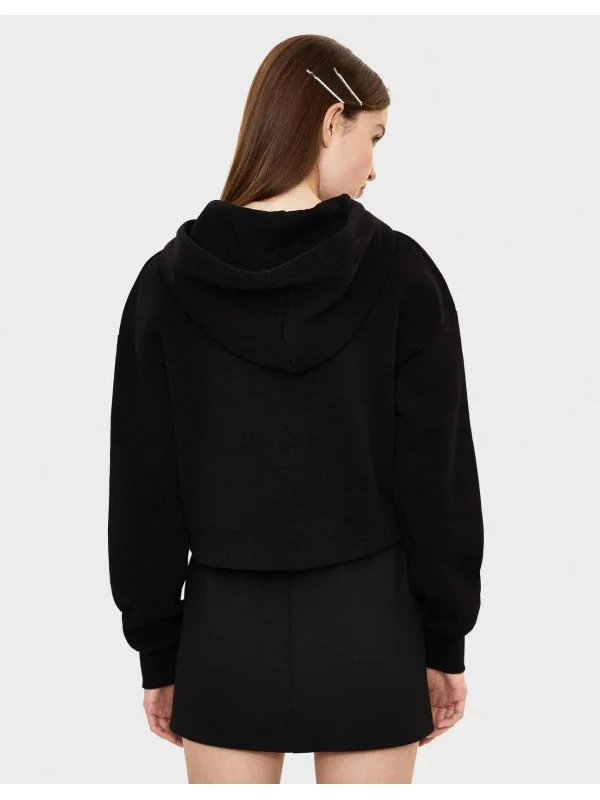 Hanorac Bershka S | Negru, Normal, Bumbac - Image 3