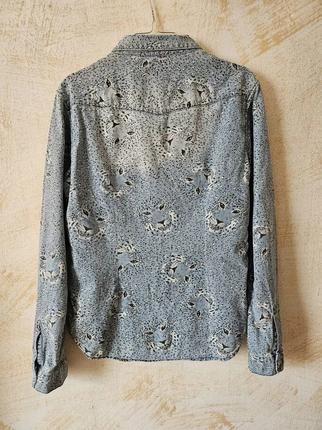 Cămașă H&M EU 42 | Albastru, Normal, Mânecă lungă, Animal print, Bumbac - Image 3