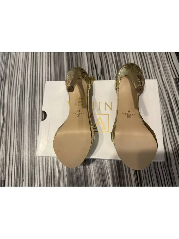 Sandale cu toc VANILLA EU 37 | Auriu, Piele naturală - Image 7