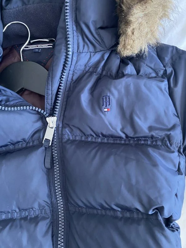 Geacă puffer Tommy Hilfiger XS | Albastru, Cu glugă, Poliamidă - Image 3