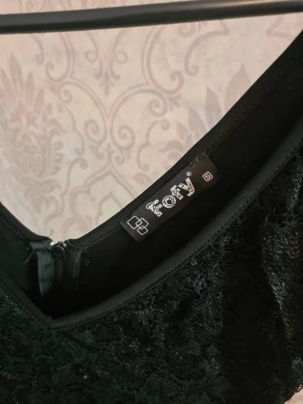 Rochie de seară FOFY S | Negru, Midi, Bumbac - Image 4