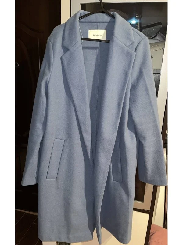 Palton lung Stradivarius EU 38 | Albastru, Fără glugă, Poliester - Image 2