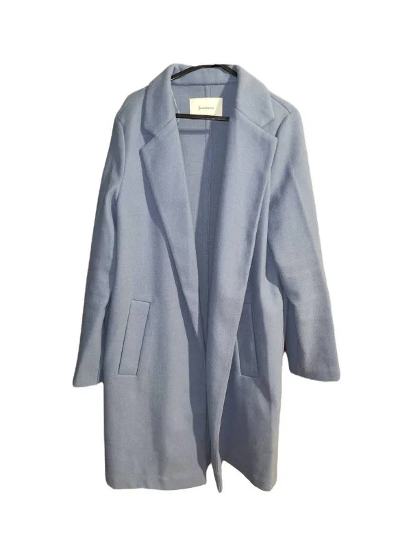 Palton lung Stradivarius EU 38 | Albastru, Fără glugă, Poliester