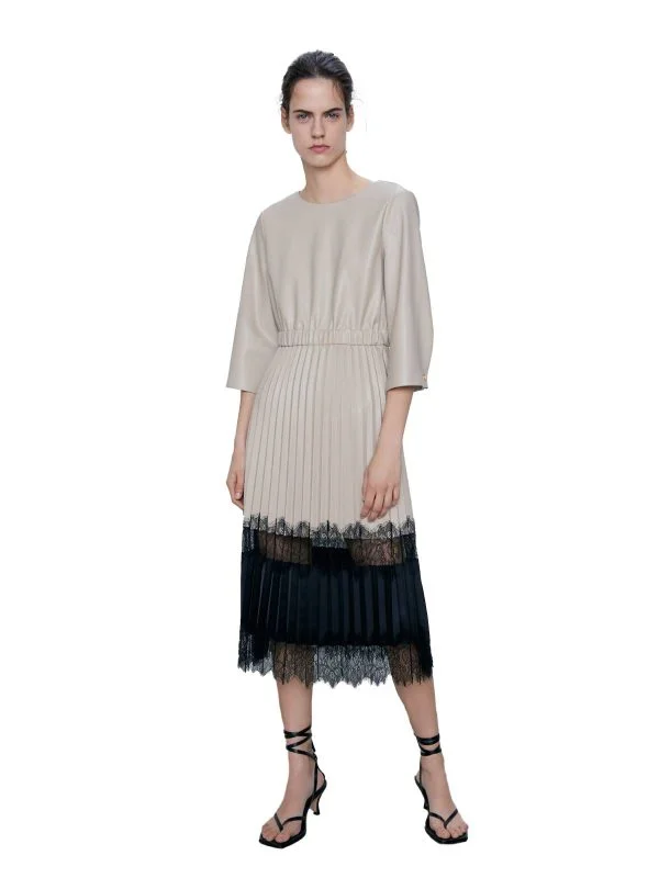 Rochie casual Zara S | Bej, Midi, Poliester