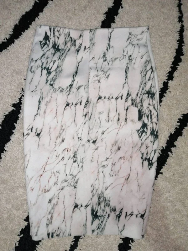 Fustă creion Zara S | Alb, Midi, Creion (Pencil) fit, Poliester - Image 2