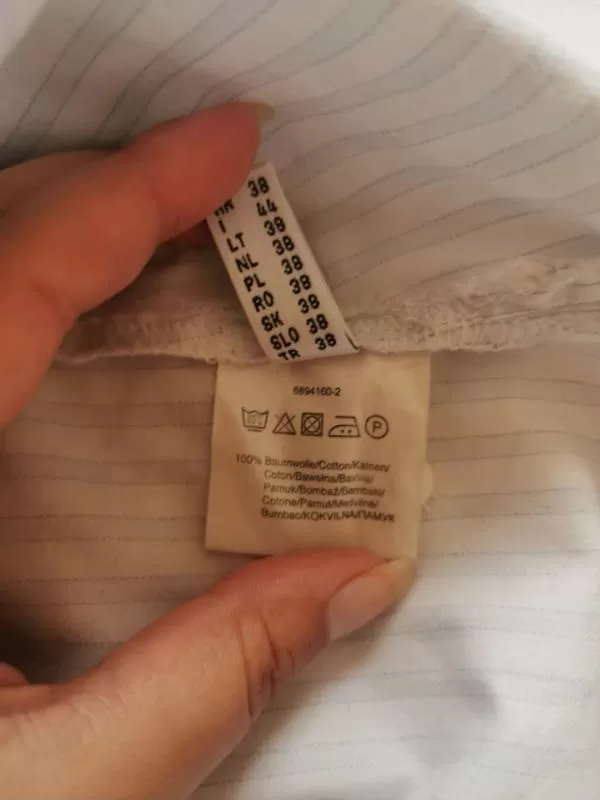 Cămașă Marco Pecci EU 38 | Alb, Normal, Mânecă trei sferturi, Dungi, Bumbac - Image 6