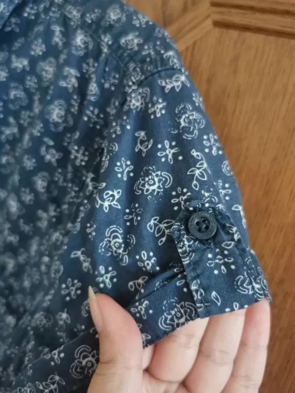 Cămașă H&M EU 40 | Albastru, Normal, Mânecă scurtă, Floral & Tropical, Bumbac - Image 4