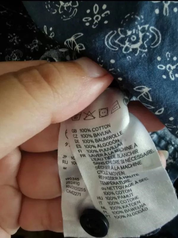 Cămașă H&M EU 40 | Albastru, Normal, Mânecă scurtă, Floral & Tropical, Bumbac - Image 6