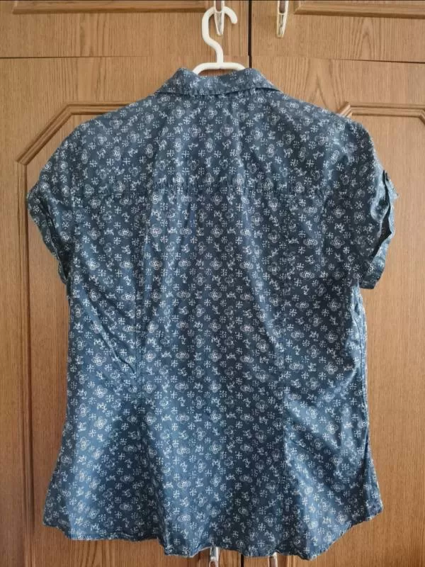 Cămașă H&M EU 40 | Albastru, Normal, Mânecă scurtă, Floral & Tropical, Bumbac - Image 3
