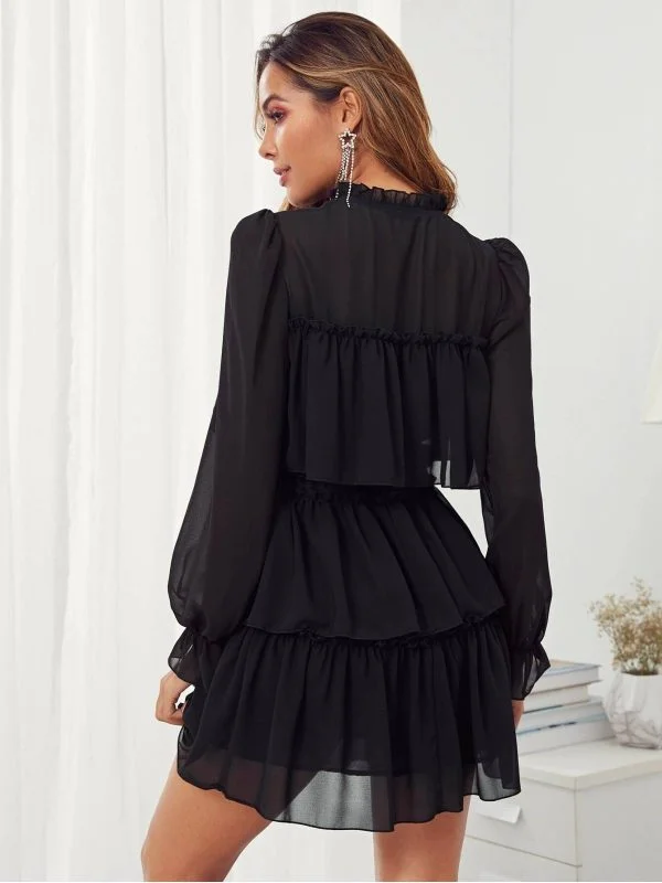 Rochie office Shein EU 38 | Negru, Mini, Poliester - Image 2