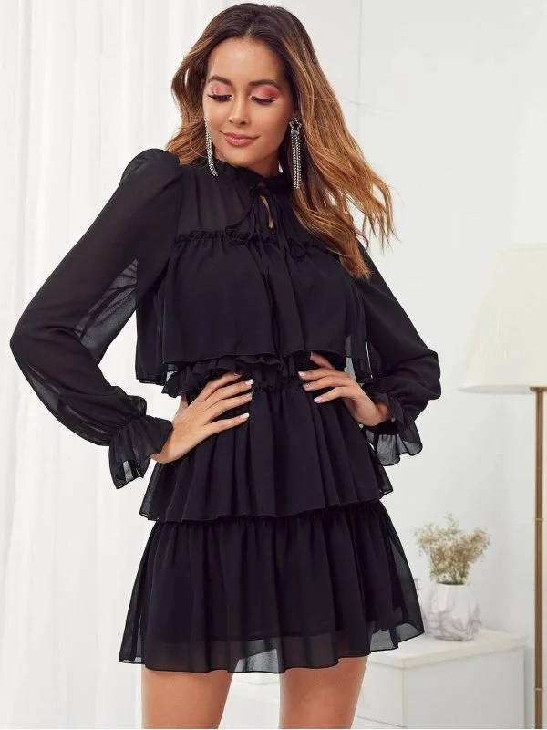Rochie office Shein EU 38 | Negru, Mini, Poliester - Image 4