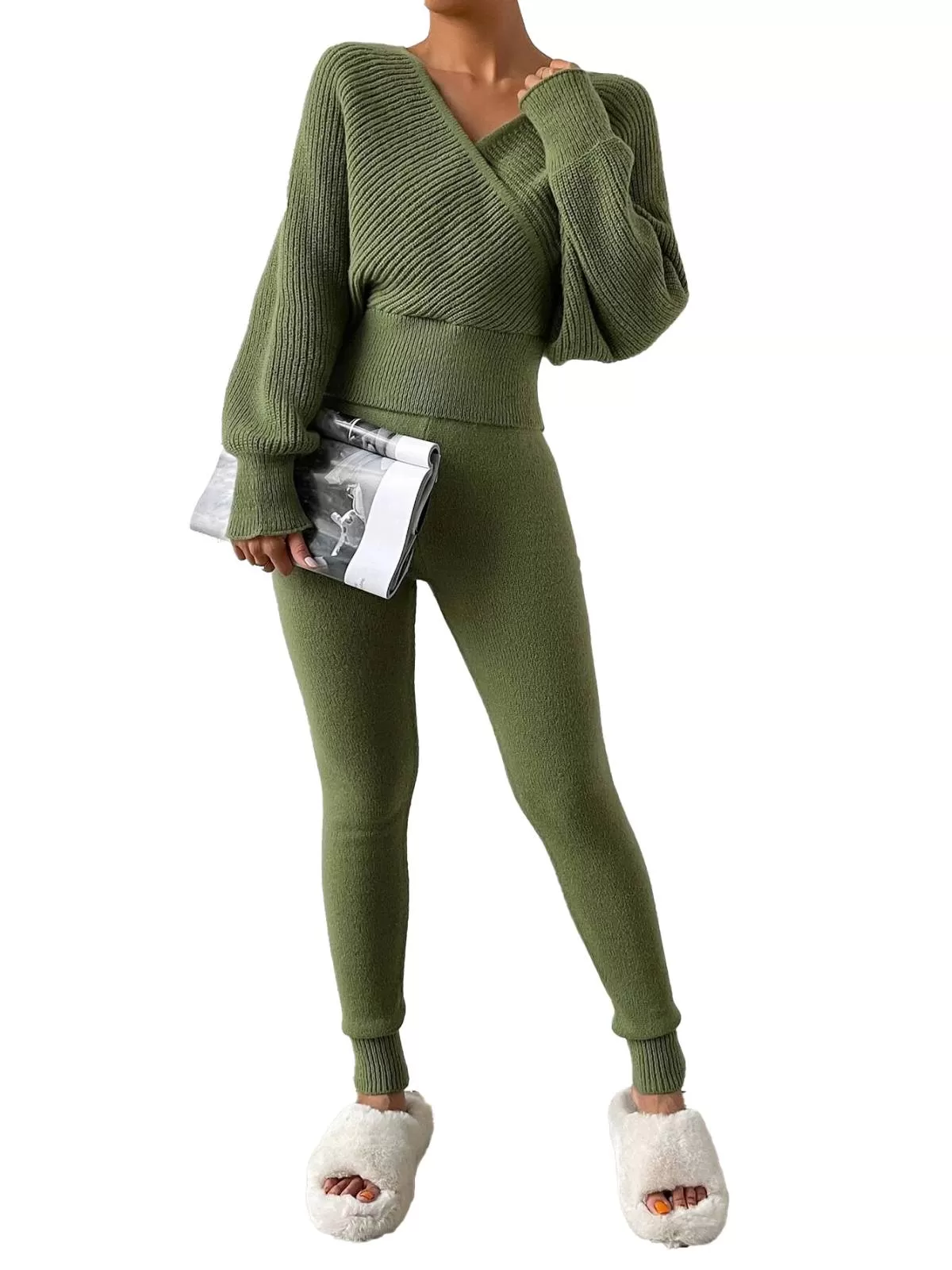 Costum cu sacou și pantaloni Shein EU 34 | Verde, Poliester