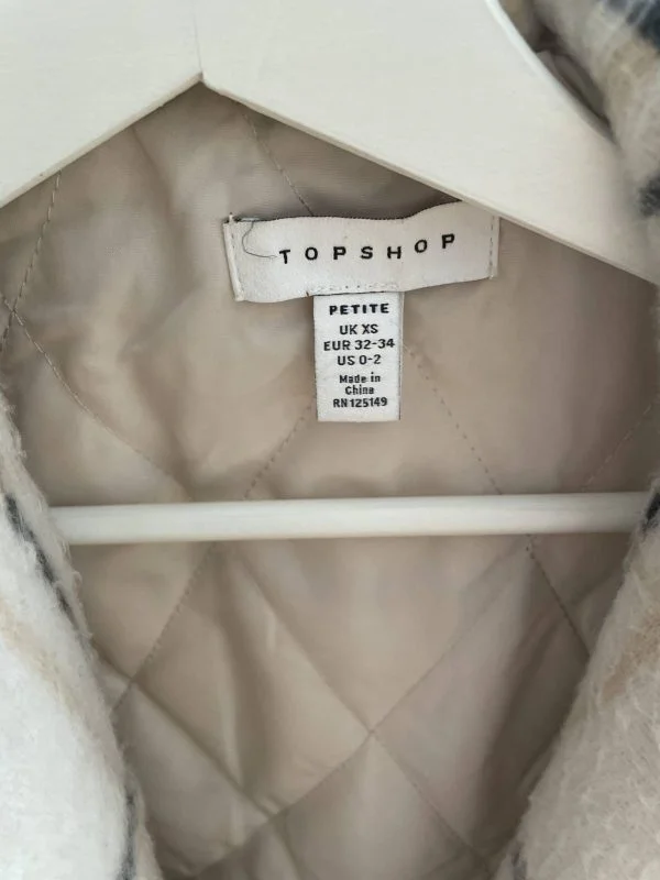 Jachetă Topshop EU 34 | Alb, Fără glugă, Carouri - Image 5