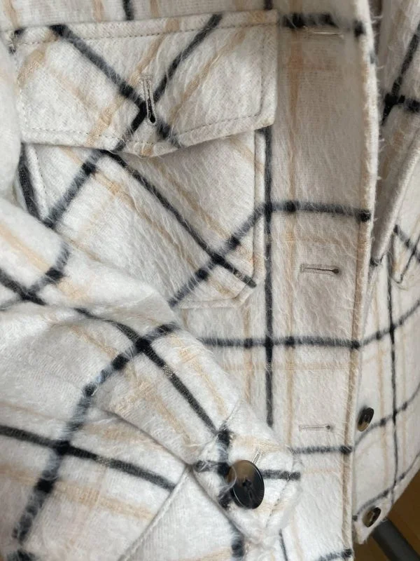 Jachetă Topshop EU 34 | Alb, Fără glugă, Carouri - Image 7