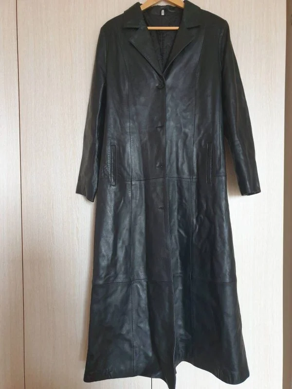 Palton lung CO XL | Negru, Fără glugă, Monocrom, Piele naturală - Image 6