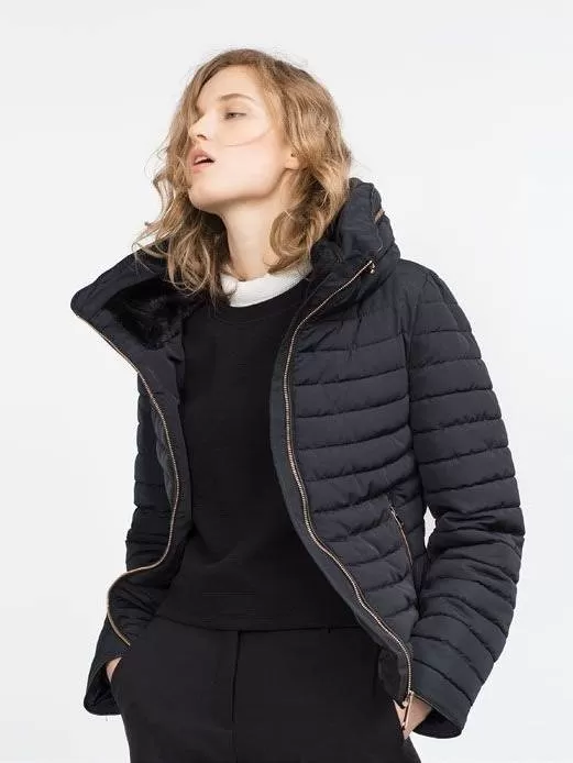 Geacă de iarnă Zara EU 34 | Negru, Cu glugă - Image 2