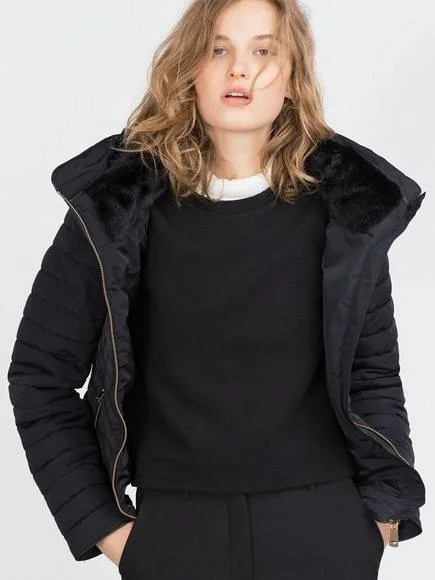 Geacă de iarnă Zara EU 34 | Negru, Cu glugă - Image 4