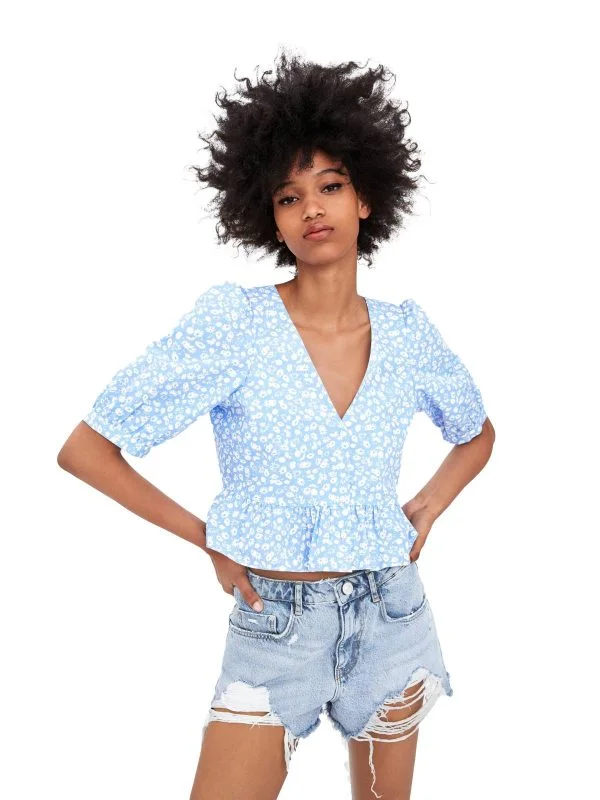 Top Zara EU 34 | Bleu, Normal