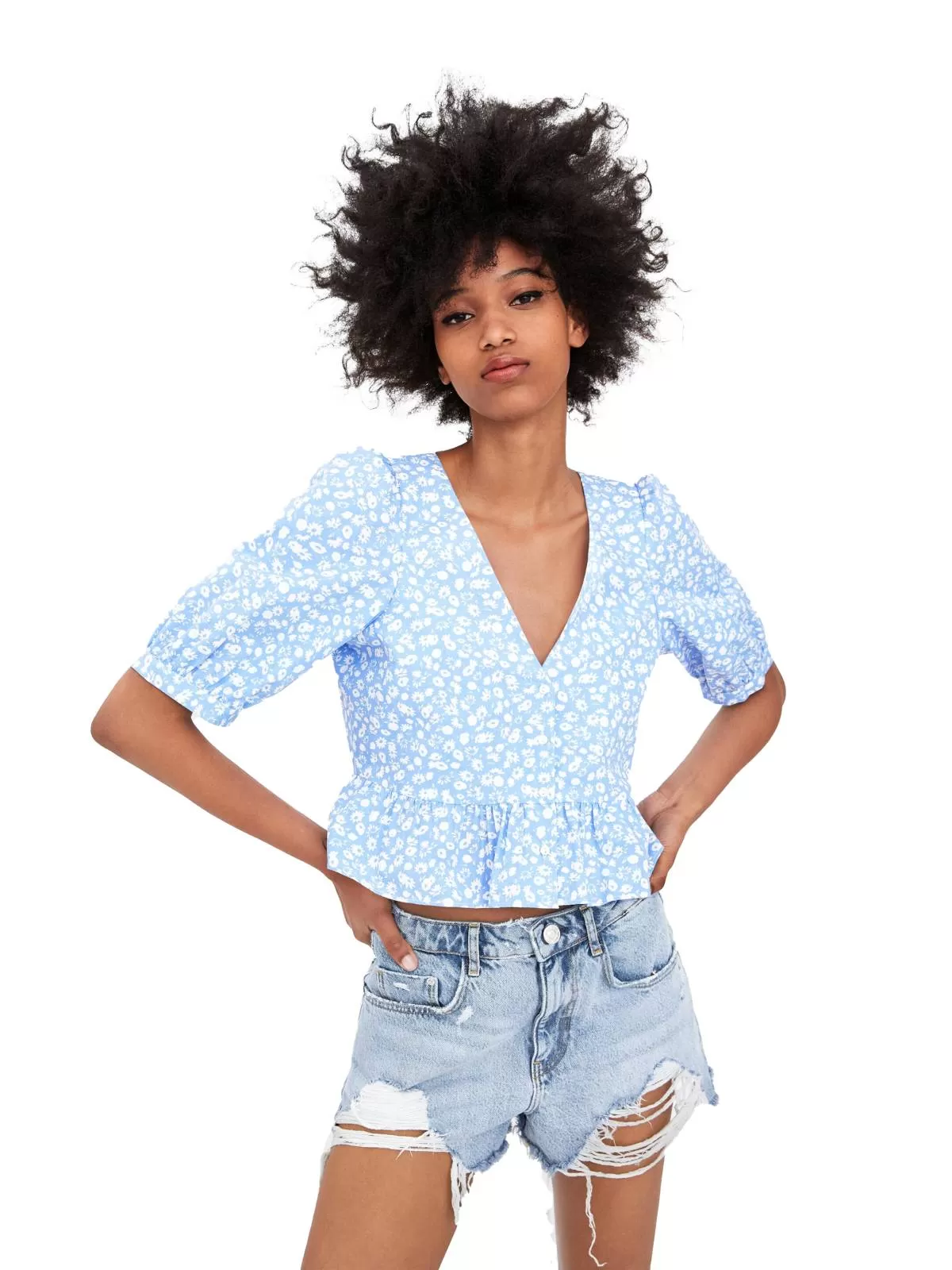 Top Zara EU 34 | Bleu, Normal