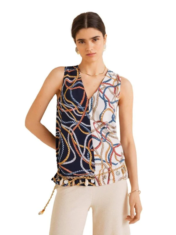 Top Mango EU 34 | Alb, Normal, Poliester