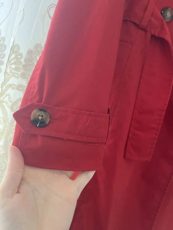 Trenci Stradivarius EU 34 | Roșu, Fără glugă, Bumbac - Image 3