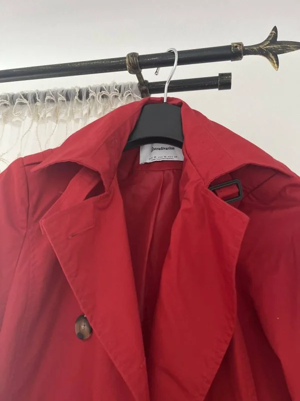 Trenci Stradivarius EU 34 | Roșu, Fără glugă, Bumbac - Image 5