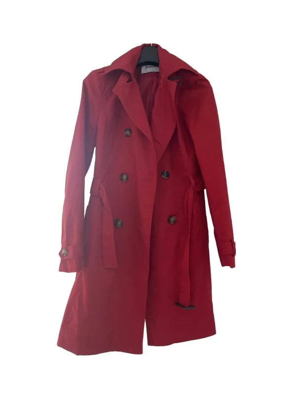 Trenci Stradivarius EU 34 | Roșu, Fără glugă, Bumbac