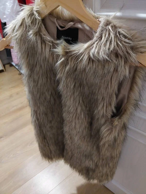 Vestă Bershka EU 34 | Bej, Fără glugă, Poliester - Image 4