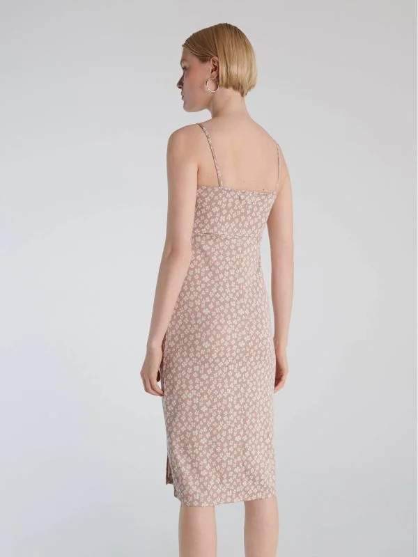 Rochie casual Sinsay M | Bej, Midi, Poliester - Image 2