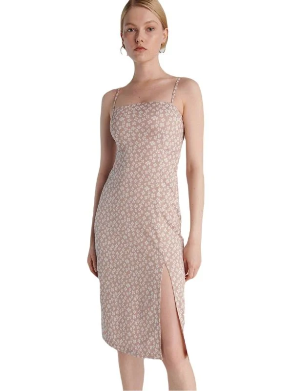 Rochie casual Sinsay M | Bej, Midi, Poliester