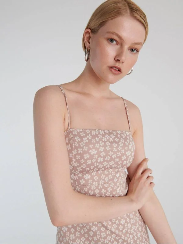 Rochie casual Sinsay M | Bej, Midi, Poliester - Image 3