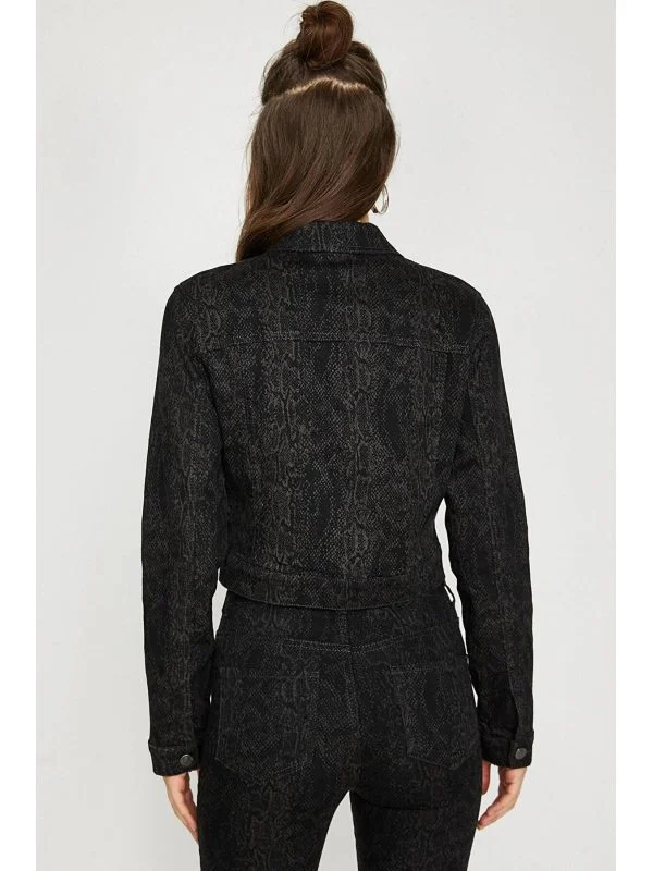 Geacă din denim KOTON EU 38 | Negru, Animal print, Bumbac - Image 3