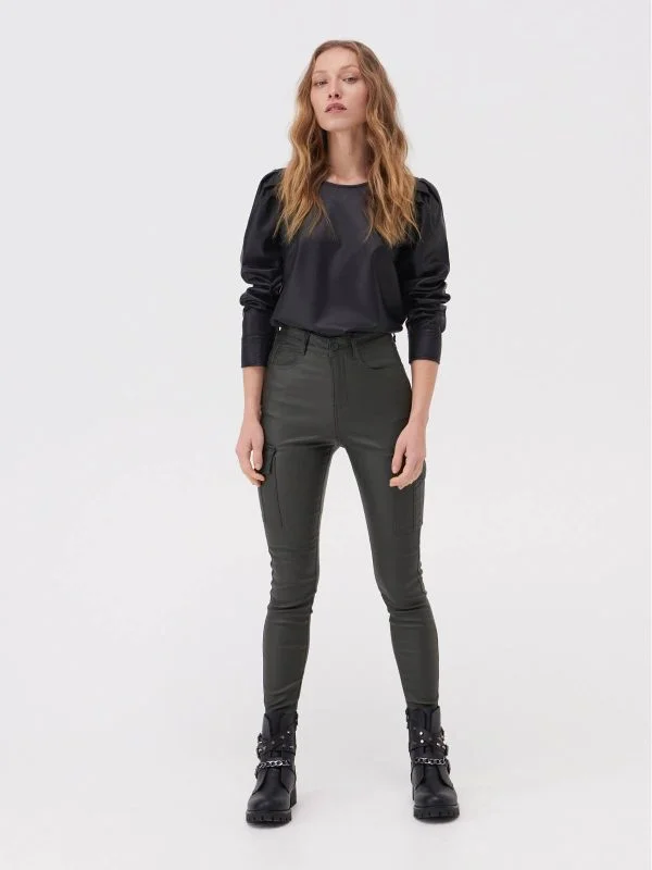 Pantaloni Sinsay L | Khaki, Lungi, Vâscoză - Image 4