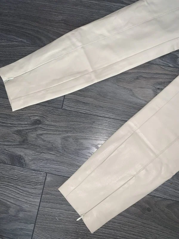 Pantaloni Zara M | Bej, Lungi, Piele ecologică - Image 9