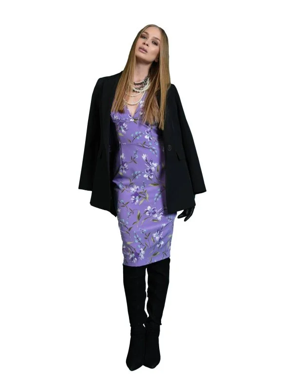 Rochie office Poema EU 34 | Mov, Midi, Poliester - Image 3
