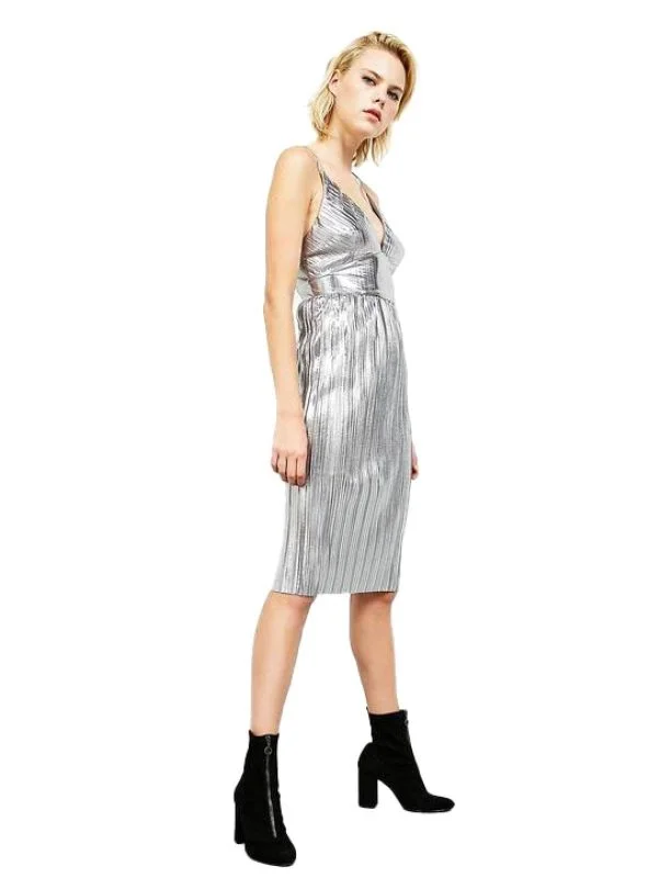 Rochie de seară Bershka EU 38 | Gri, Midi, Poliamidă