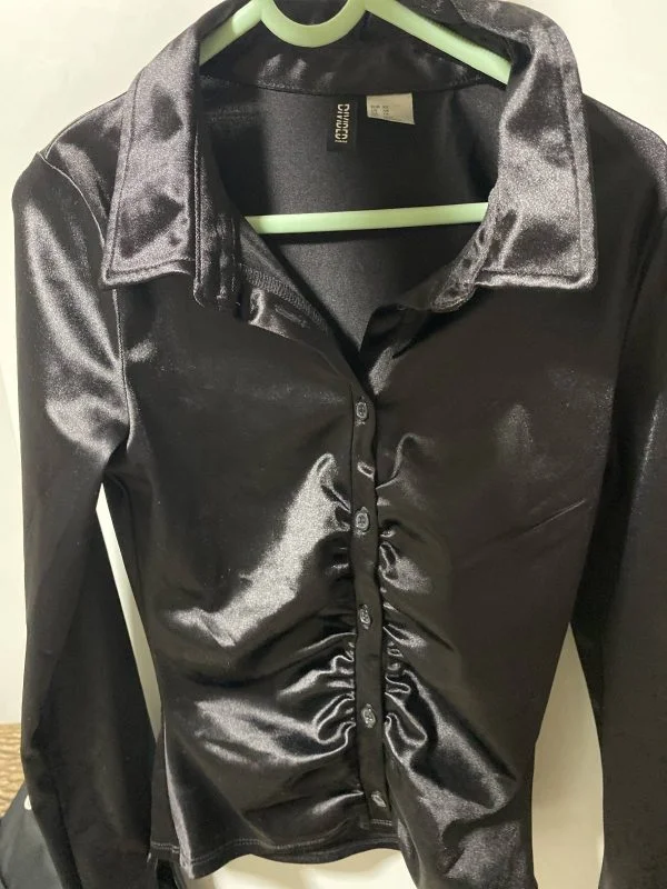 Cămașă H&M EU 34 | Negru, Normal, Elastan - Image 5