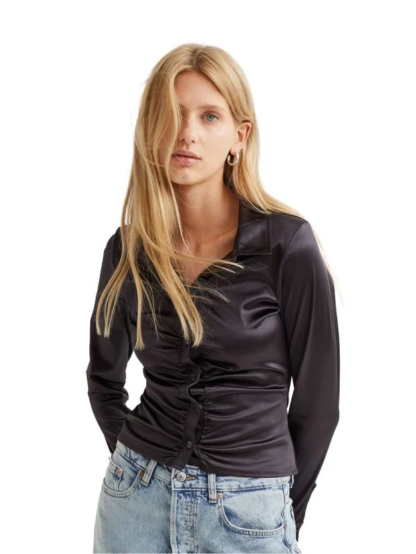 Cămașă H&M EU 34 | Negru, Normal, Elastan