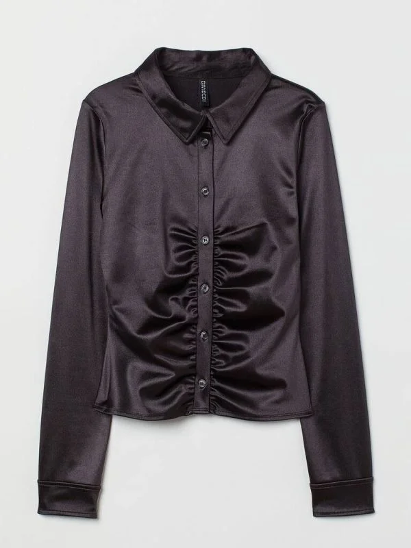 Cămașă H&M EU 34 | Negru, Normal, Elastan - Image 3