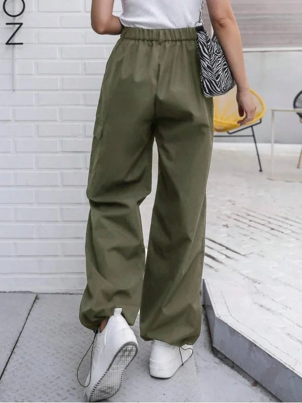 Pantaloni Shein EU 36 | Khaki, Lungi, Poliester - Image 2