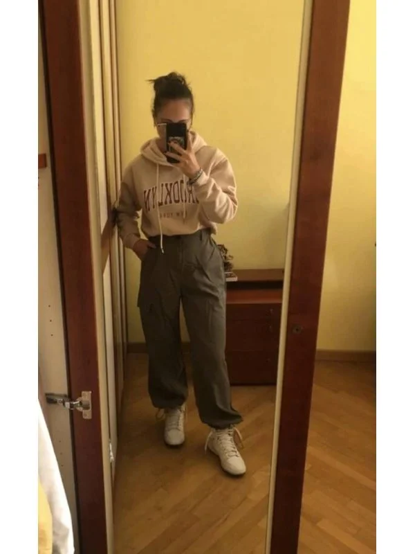 Pantaloni Shein EU 36 | Khaki, Lungi, Poliester - Image 6