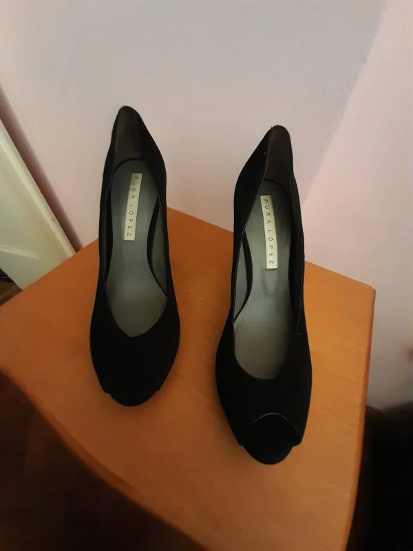 Pantofi cu toc înalt PURA LOPEZ EU 38.5 | Negru, Piele naturală - Image 2