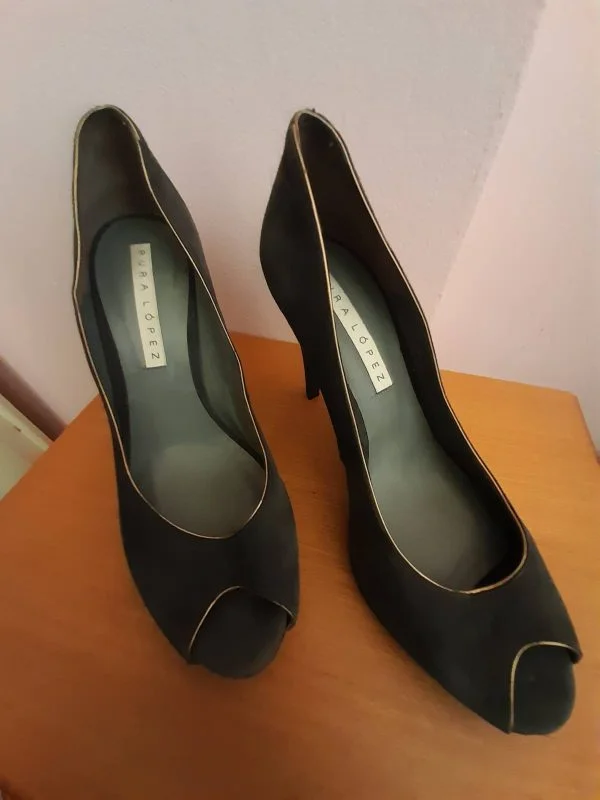 Pantofi cu toc înalt PURA LOPEZ EU 38 | Gri, Piele naturală - Image 6