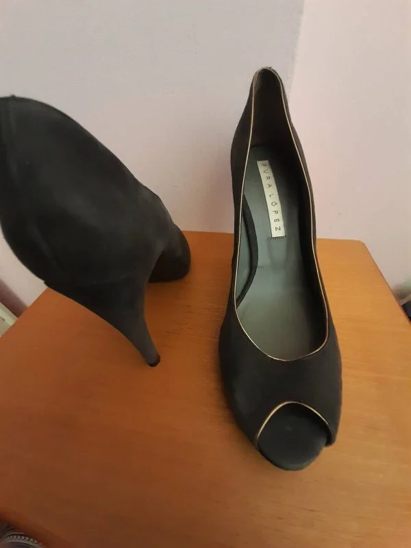 Pantofi cu toc înalt PURA LOPEZ EU 38 | Gri, Piele naturală - Image 4